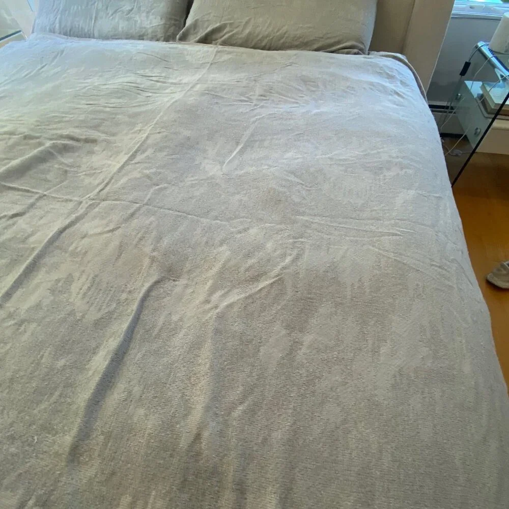 West Elm King Size Duvet Cover and 2 King Shams: Silky Tencel & Ikat Cotton Mate